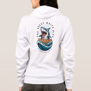 Veste À Capuche Pizza pour manger des requins Le Grand Bite Blan