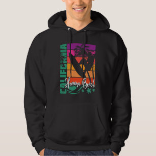 Veste À Capuche Plage de Hermosa Californie Coucher de soleil Rétr
