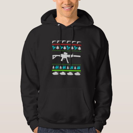 Veste À Capuche Plage de tir Moche mitrailleuse de Noël (Devant)