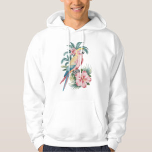 Veste À Capuche Plage d'été tendance perroquet et fleurs d'Hibiscu
