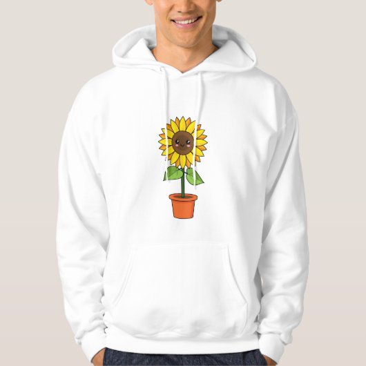 Veste À Capuche Plante de tournesol Kawaii dans un pot (Devant)