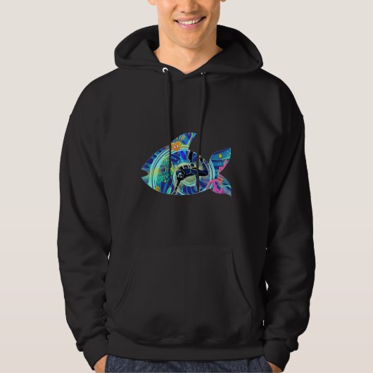 Veste À Capuche Plonger Gros Poisson Profond (Devant)