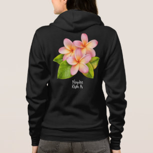 Veste À Capuche Plumeria Frangipani Rose, votre Nom, Floral