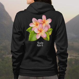 Veste À Capuche Plumeria Frangipanier Rose, votre nom, Floral