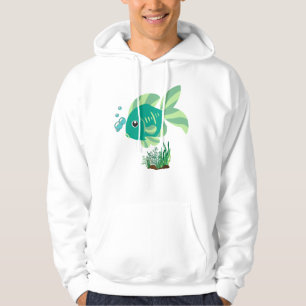 Veste À Capuche Poisson vert avec bulles et plantes aquatiques