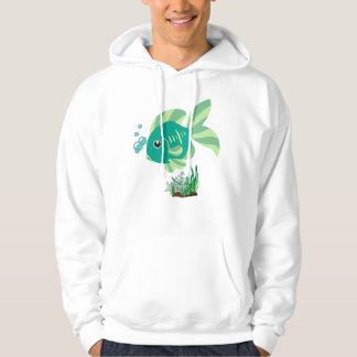 Veste À Capuche Poisson vert avec bulles et plantes aquatiques
