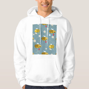 Veste À Capuche Pollinant Les Abeilles, Flower Garden Scene.