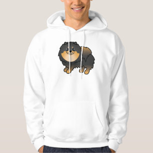 Veste À Capuche Pomeranian noir et feu, Chien de dessin animé mign