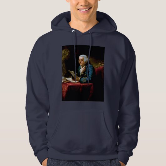 Veste À Capuche Portrait de pouce, Benjamin Franklin Père fondateu (Devant)