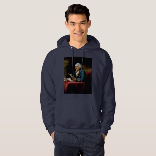 Veste À Capuche Portrait de pouce, Benjamin Franklin Père fondateu (Devant entier)
