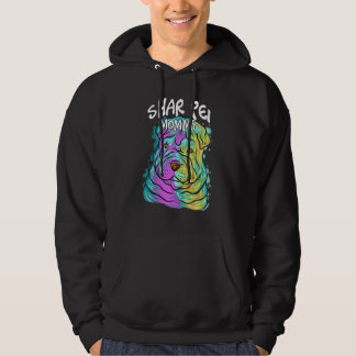 Veste À Capuche Portrait Pop Coloré Shar Pei Chienne Maman Fête de