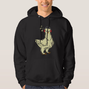 Veste À Capuche Poulet en Silkie portant un casque