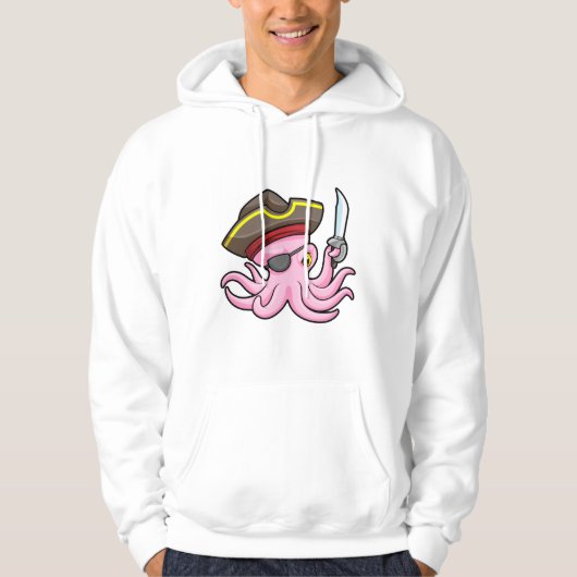Veste À Capuche Poulpe en pirate avec sabre et cache-œil (Devant)