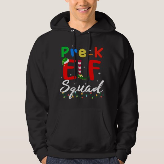 Veste À Capuche Pre K ELF Squad Funny Christmas ELF Enseignant Étu (Devant)