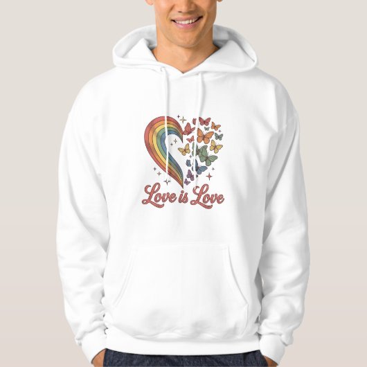 Veste À Capuche Pride Papillon Cœur L'Amour Est L'Amour Conception (Devant)