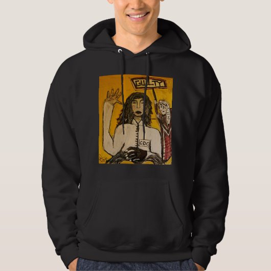 VESTE À CAPUCHE PROCÈS DE SORCIÈRE RASTA COUPABLE (Devant)