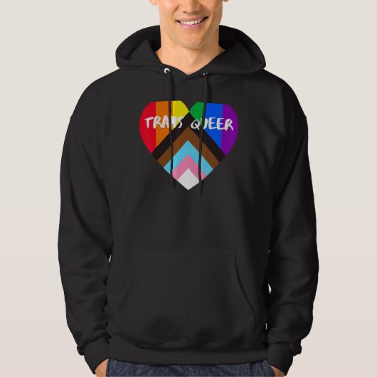Veste À Capuche Progrès Fierté Coeur drapeau Trans Queer (Devant)