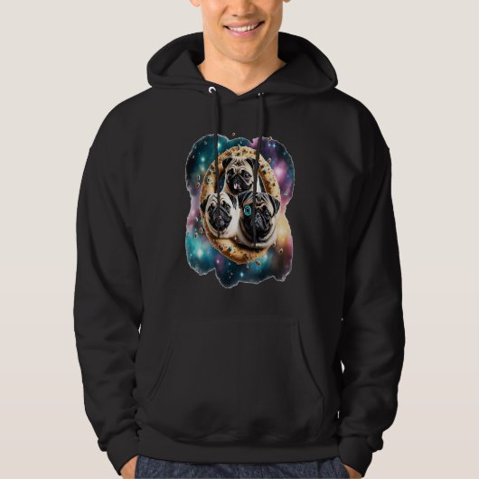 Veste À Capuche Pugs Dans L'Espace Avec Donuts Mignons Garçons Fil (Devant)