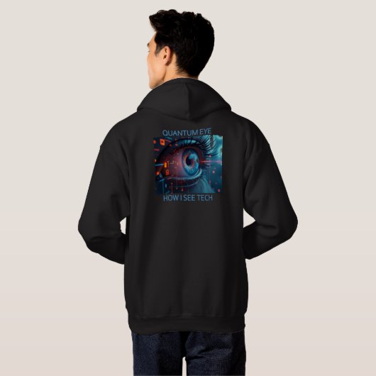 Veste À Capuche Quantum Eye Tech hommes à capuchon noir sweatshirt (Dos entier)
