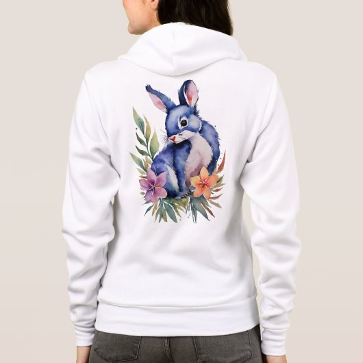 Veste À Capuche Rabbit en Patch floral, élégant Unisex zip up (Dos)