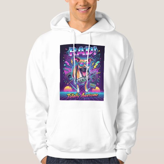 Veste À Capuche rad rétro synthwave 80s années 80 chien (Devant)