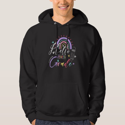 Veste À Capuche Rainbow Bonjour 4e année Enseignant de 4e année Pr (Devant)