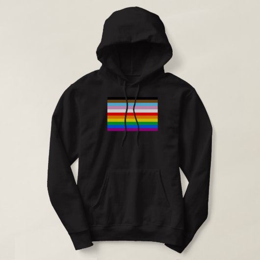 Veste À Capuche Rayures du drapeau de progrès LGBTQ+ (Design devant)