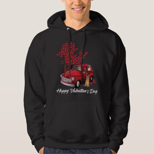Veste À Capuche Red Truck Happy Valentines Day German Shepherd chi (Devant)