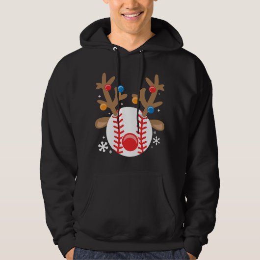 Veste À Capuche Reindeer de baseball drôle mignonne garçon Noël (Devant)
