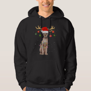 Veste À Capuche Reindeer Sphynx Chat Santa Chapeau Noël Lumière No