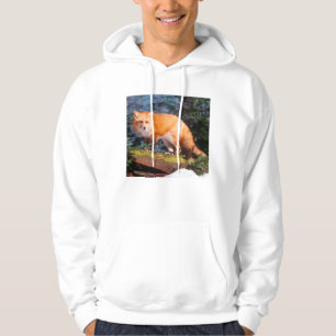 Veste À Capuche Renard roux sur une bûche