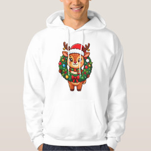 Veste À Capuche Renne dans la couronne de Noël