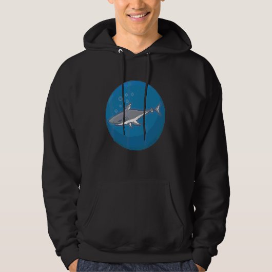 Veste À Capuche Requin pixel sous-marin (Devant)