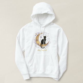 Veste À Capuche Restez Magique Chat Noir Lune Céleste Sorcière