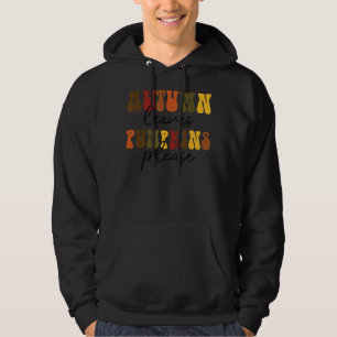 Veste À Capuche Retro Automne Feuilles Citrouille S'Il Vous Plaît