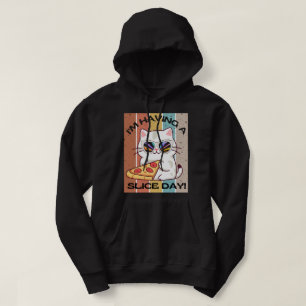 Veste À Capuche Retro Kawaii mignon chat manger pizza