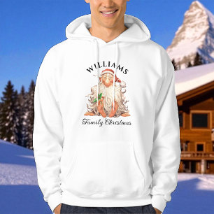 Veste À Capuche Retro Père Noël Famille Noël avec nom et année