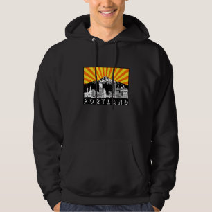 Veste À Capuche Rétro Portland Oregon Ciel de la ville Mont Hood S