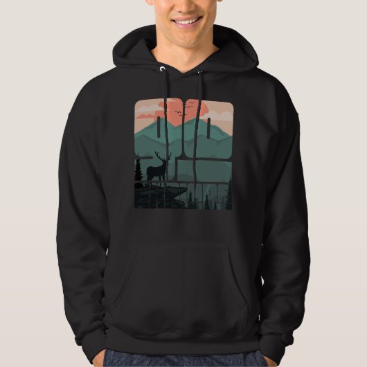 Veste À Capuche Retro Sunset Paysage Randonnée Aventure Explorez (Devant)