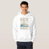 Veste À Capuche Ride Waves Retro Surfboard Design (Devant entier)