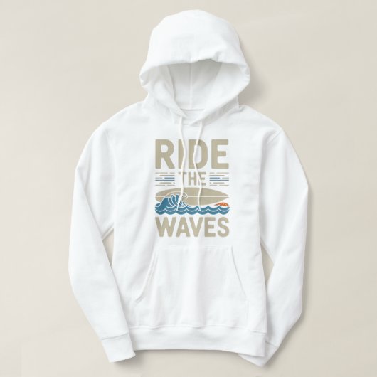 Veste À Capuche Ride Waves Retro Surfboard Design (Design devant)