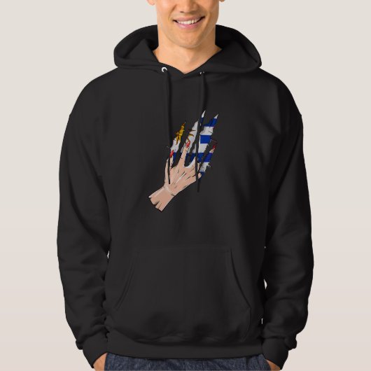 Veste À Capuche Rip À Main Avec Drapeau Uruguay (Devant)