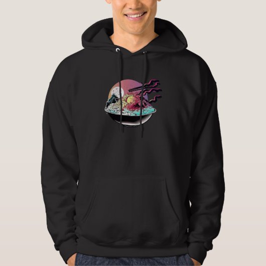 Veste À Capuche Riz Frit Synthwave Années 80 Retrowave Esthétique  (Devant)