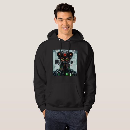 Veste À Capuche Robot 5 hommes noir sweatshirt à capuchon (Devant entier)