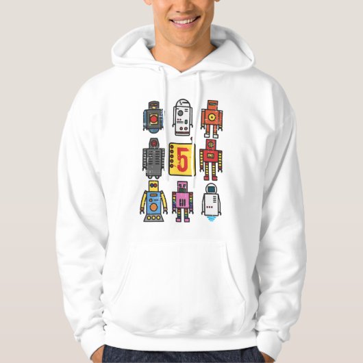 Veste À Capuche Robot 5e anniversaire - Robotique rétro avec numér (Devant)