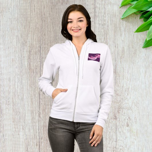 Veste À Capuche Romantique Abstrait Coeurs Rose Design Sur Violet