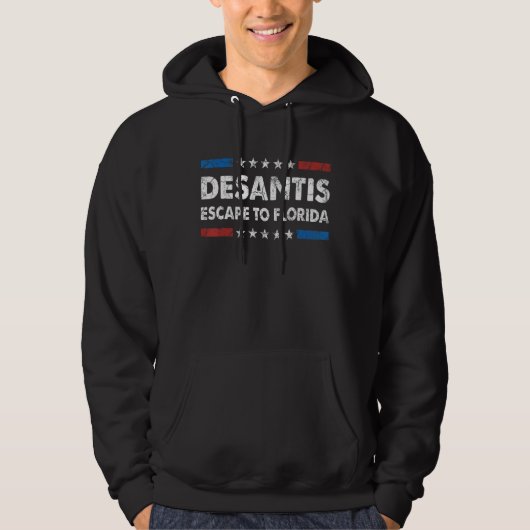 Veste À Capuche Ron Desantis S'Échapper En Floride Us Drapeau Vint (Devant)