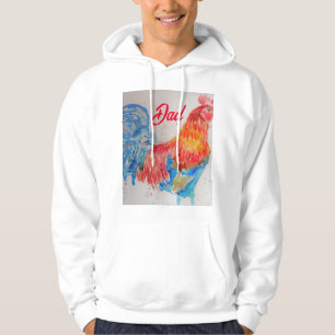 Veste À Capuche Rooster rouge Aquarelle Peinture Fête des pères Pa