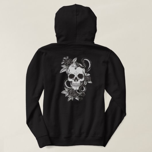 Veste À Capuche Rose de crâne et serpent (Design dos)