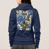 Veste À Capuche Roses Bleus Et Feuilles Verts, (Dos)